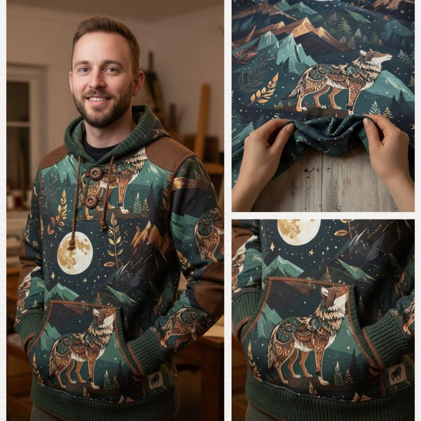 Woodland  - Eigenproduktion von Graustufen-Stoffe